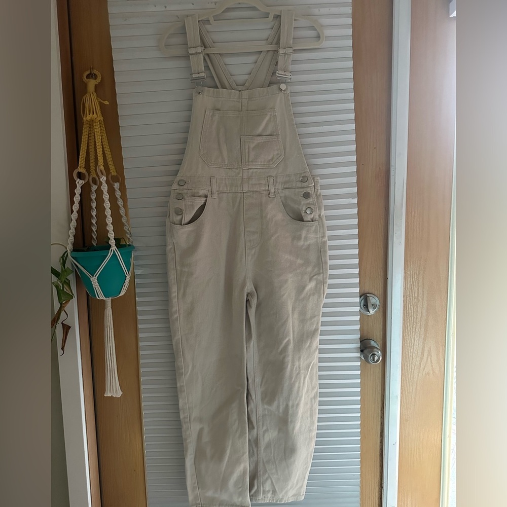 Women's Beige Denim Overalls
